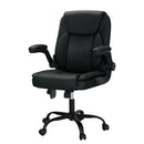 Artiss 2 Point Massage Office Chair Leather Mid Back Black-1
