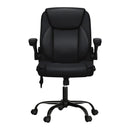 Artiss 2 Point Massage Office Chair Leather Mid Back Black-3