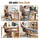 Artiss 2 Point Massage Office Chair Leather Mid Back Espresso-6