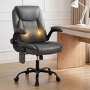 Artiss 2 Point Massage Office Chair Leather Mid Back Grey-10
