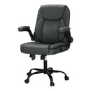 Artiss 2 Point Massage Office Chair Leather Mid Back Grey-1