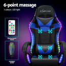 Artiss 6 Point Massage Gaming Office Chair 7 LED Footrest Blue-4