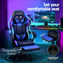 Artiss 6 Point Massage Gaming Office Chair 7 LED Footrest Blue-5