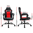 Artiss 2 Point Massage Gaming Office Chair PU Leather Red-2
