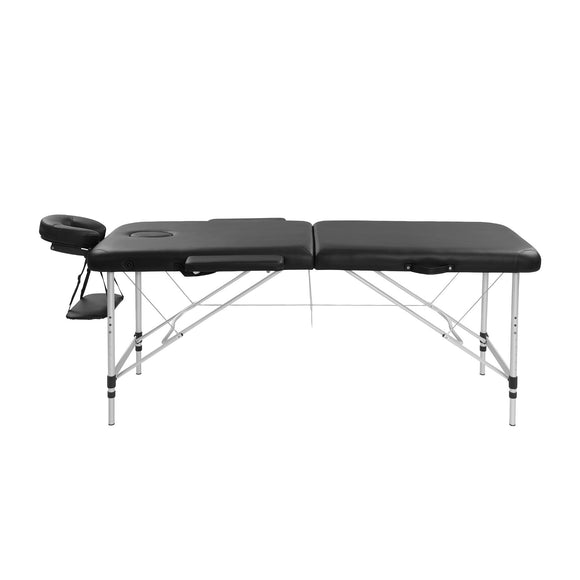 Zenses Massage Table 70cm 2 Fold Aluminium Massage Bed Portable Beauty Therapy Black