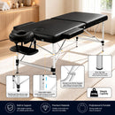 Zenses Massage Table 70cm 2 Fold Aluminium Massage Bed Portable Beauty Therapy Black-6