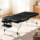 Zenses Massage Table 75cm 2 Fold Aluminium Massage Bed Portable Beauty Therapy Black-5