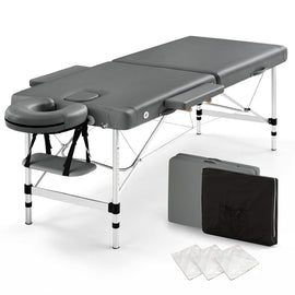 Zenses Massage Table 55cm 2 Fold Aluminium Massage Bed Portable Beauty Therapy Grey