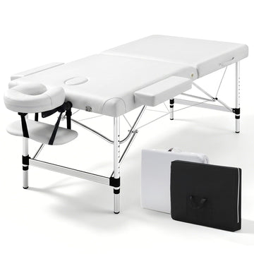 Zenses Massage Table 75cm 2 Fold Aluminium Massage Bed Portable Beauty Therapy White - 0