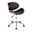 Artiss Wooden Office Chair Leather Seat Black-1