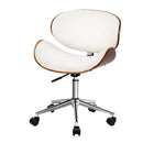 Artiss Wooden Office Chair Leather Seat White-1