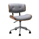 Artiss Wooden Office Chair Fabric Seat Grey-1