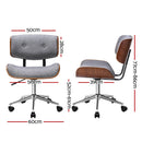 Artiss Wooden Office Chair Fabric Seat Grey-2