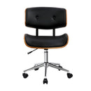 Artiss Wooden Office Chair PU Seat Black Brown-3