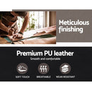 Artiss Wooden Office Chair Leather Seat Black-4