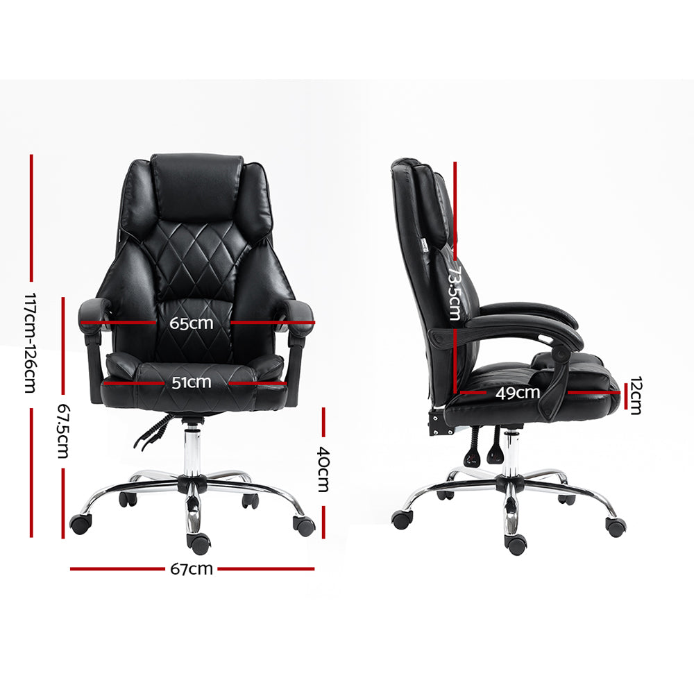 Artiss Executive Office Chair Leather Recliner Black - 0