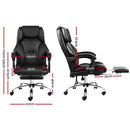 Artiss Executive Office Chair Leather Footrest Black-2
