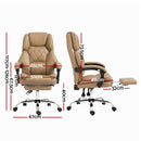Artiss Executive Office Chair Leather Footrest Espresso-2