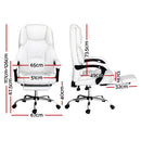 Artiss Executive Office Chair Leather Footrest White-2