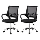 Artiss 2x Mesh Office Chair Mid Back Black-1