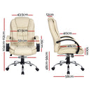 Artiss Executive Office Chair Leather Tilt Beige-2