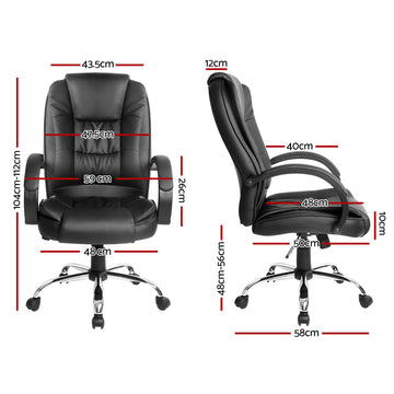 Artiss Executive Office Chair Leather Tilt Black - 0
