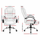 Artiss Executive Office Chair Leather Tilt White-2