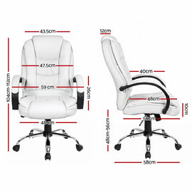 Artiss Executive Office Chair Leather Tilt White - 0
