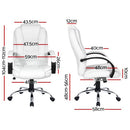Artiss Executive Office Chair Leather Tilt White-2