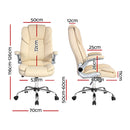 Artiss Executive Office Chair Leather Tilt Beige-2