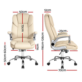 Artiss Executive Office Chair Leather Tilt Beige - 0