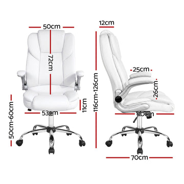 Artiss Executive Office Chair Leather Tilt White - 0