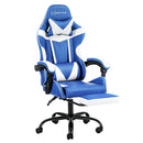 Artiss Gaming Office Chair Executive Computer Leather Chairs Footrest Blue White-1