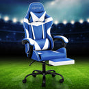 Artiss Gaming Office Chair Executive Computer Leather Chairs Footrest Blue White-7