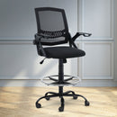 Artiss Office Chair Drafting Stool Mesh Chairs Black-8