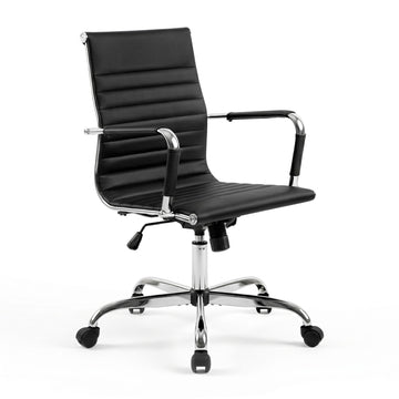 Artiss Office Chair Conference Chairs PU Leather Mid Back Black