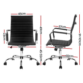 Artiss Office Chair Conference Chairs PU Leather Mid Back Black - 0