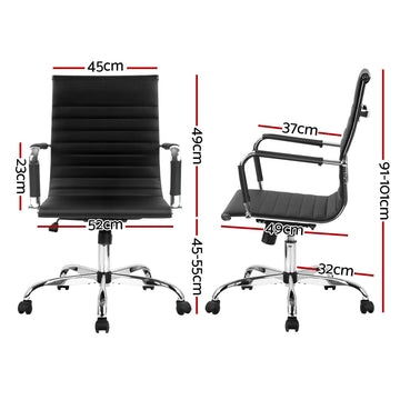 Artiss Office Chair Conference Chairs PU Leather Mid Back Black - 0