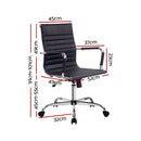 Artiss Office Chair Conference Chairs PU Leather Mid Back Black-2
