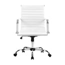 Artiss Office Chair Conference Chairs PU Leather Mid Back White-3