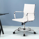 Artiss Office Chair Conference Chairs PU Leather Mid Back White-8
