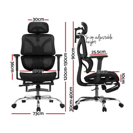 Artiss Ergonomic Office Chair Footrest Black - 0