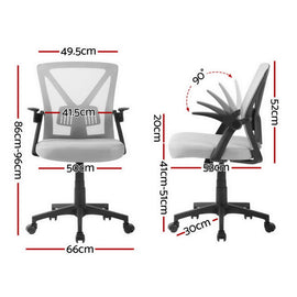 Artiss Mesh Office Chair Mid Back Grey - 0