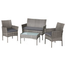 Gardeon 4 Seater Outdoor Sofa Set Wicker Setting Table Chair Furniture Grey-1