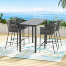 Gardeon 5-Piece Outdoor Bar Set Dining Table Rope Chair Patio Bistro Set-7