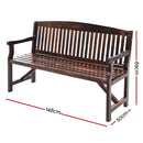 Gardeon 5FT Outdoor Garden Bench Wooden 3 Seat Chair Patio Furniture Charcoal-2