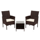 Gardeon 3PC Outdoor Bistro Set Patio Furniture Wicker Setting Chairs Table Cushion Brown-10