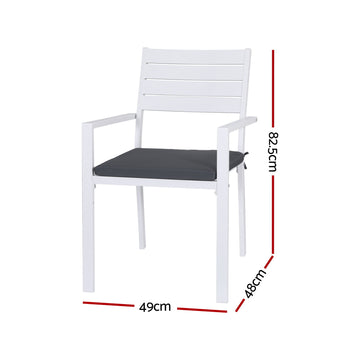 Gardeon 4PC Outdoor Dining Chairs Stackable Aluminum Lounge Chair Patio Furniture - 0