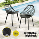 Gardeon 4PC Outdoor Dining Chairs PP Lounge Chair Patio Garden Furniture Black-5