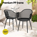 Gardeon 4PC Outdoor Dining Chairs PP Lounge Chair Patio Furniture Garden Black-5